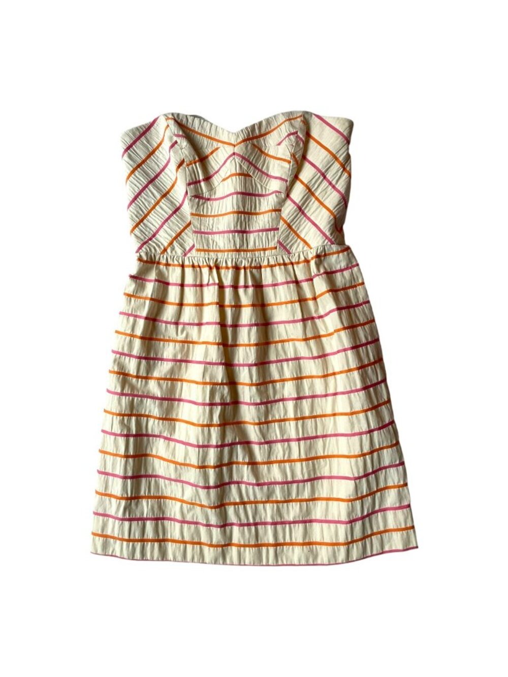 Shoshanna Size 4 Frannie Strapless Cream Pink Orange Striped Cocktail Dress